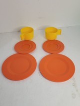 Fisher Price Toy Lot Of 6 2 Yellow Cups 2 Saucers And 2 Plates - £11.33 GBP
