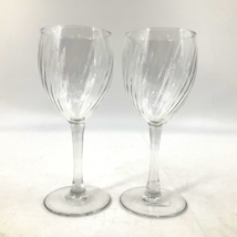 Crystal Blown Glass Swirl inside 5 5/8 in Wine Beverage Goblet Set of 2 - £10.07 GBP