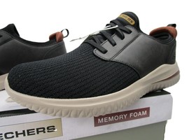 Skechers Delson 3.0 Athletic Casual Sneaker, Mens Blk Activewear Shoe w Goga Mat - £30.05 GBP