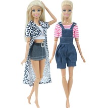 Mix Style Outfit Leopard Denim Skirt Casual Wear Dress for Barbie Doll Clothes - £7.66 GBP