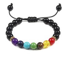 7 Chakra Beads Natural Lava Tiger Eye Stone Bracelet For Women Men Healing Balan - £8.52 GBP