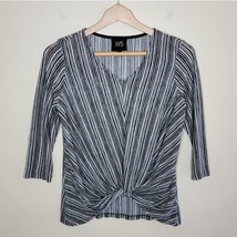 W5 | Black &amp; Ivory Angled Stripe Twist Front Top, size small - £12.92 GBP