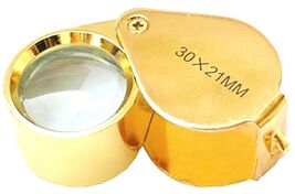 Gold Color Jewelers LOUPE 30 power 30x 21mm Triplet Jewelers Magnifier - $30.59