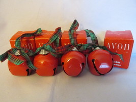 Avon &quot;Pretty Sleigh Bell&quot; Shiny Red Ornaments-Red &amp; Green Ribbons, 1987,... - £12.63 GBP