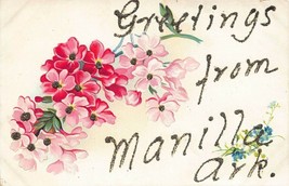 Manilla Arkansas~Greeting From Written In GLITTER~1910s Postcard - £6.13 GBP