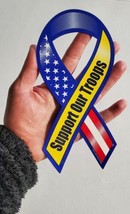 Set of 2- Support Our Troops Patriotic 8″ Ribbon Magnet for Cars, Kitchen, SUV.. - £5.29 GBP