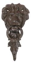 Cast Iron Royal Venetian Lion Head Door Knocker With Greenman Leaf Strike Plate - £23.96 GBP