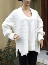 Oversized Long Sleeve Sweater Tunic by Free People, small, ivory color - £38.72 GBP