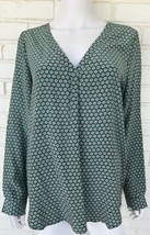 JOIE 100% Silk Printed Blouse Tunic Shirt Top Aqua Tiles Size Medium - £37.25 GBP