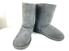 BEAR PAW Boots Women 6M Emma Short Shoes Grey Leather Suede Sheepskin Wi... - $24.57