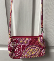 Vera Bradley Raspberry Fizz Small  Shoulder Bag Purse Handbag Quilted Zi... - $12.87