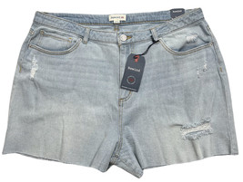 Rewind LA Womens Denim Mini Shorts Distressed Light Wash Size 17/33W w 5 Pockets - £12.65 GBP