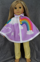 Doll Clothes Fleece Poncho Purple Rainbow Cape Fits 18in & American Girl - $10.86