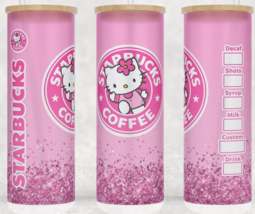 Frosted Glass Hello Kitty Starbucks Coffee Pink Gradient Cup Mug Tumbler 25oz - £15.71 GBP
