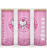 Frosted Glass Hello Kitty Starbucks Coffee Pink Gradient Cup Mug Tumbler... - £15.80 GBP