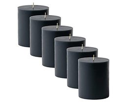 Smokeless Scented Black Round Pillar Candle for Decoretion Pack of 6 - £20.13 GBP