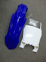 2017 Style UFO Yamaha Blue Front Fender &amp; Cycra White Front Stadium Plat... - £45.62 GBP