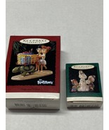 1995 Hallmark 2 Ornaments The Flintstones Betty &amp; Wilma  NIB Pebbles &amp; B... - $30.12