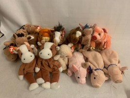 TY Original Beanie Babies, lot of 14, lot of Farm Animals - $49.49