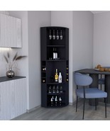 71&quot; Black Corner Bar Cabinet: 5 Shelves, 8 Cubbies - $388.99