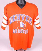 Vtg Denver Broncos Shirt-L-Orange-D Logo-NFL Football-CO-Stripe Sleeve-S... - $56.09