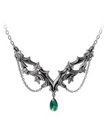 Alchemy Gothic P976 Churchyard  Necklace Pendant Baroque Ivy Green Crystal - $73.00