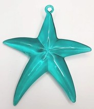 Vintage Teal Blue Glass Starfish Ornament Figure About 5&quot; Tall PB181 - £14.94 GBP