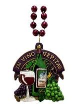 Red Wine Glass Bottle Grapes In Vino Veritas Mardi Gras Beads Party Necklace - £4.39 GBP