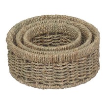 Set of 3 Round Seagrass Small Tray - £20.52 GBP