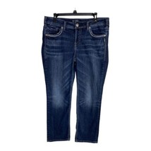 Silver Womens Jeans Adult Size 14 Fluid Denim Aiko Mid Capri Dark Wash P... - $33.93