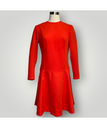 Vintage 1960s Dress Red Dress Drop Waist Handmade Sewn Medium K Long Sle... - £57.06 GBP