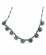 Avon Sparkling Blue Crystal Rhinestone Flower Necklace 15&quot; + 3&quot; extender... - £12.59 GBP