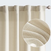 Jinchan Beige Curtains For Living Room Linen Textured Curtains 84 Inches Long - £35.96 GBP
