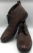 Stacy Adams Men&#39;s Brown Leather Lace Up Ankle Boots Memory Foam 10M - $38.59