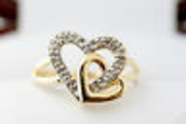 Ladies Genuine 10K Yellow Gold Diamond Heart Ring SIZE 6.5   - $167.31