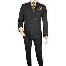 Men Suit BERLUSCONI Turkey Italian Wool 180's Double Breasted UGS94-08 Black image 8