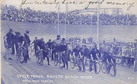 REVERE BEACH MASSACHUSETTS~CYCLE TRACK-BICYCLE RACERS~1905 BLUE TINT POS... - £17.77 GBP