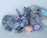 Realistic Fur Bunny Rabbit Lot Of 2 Easter Plush Stuffed Animal Gray Soft  - $21.77