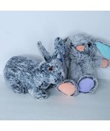 Realistic Fur Bunny Rabbit Lot Of 2 Easter Plush Stuffed Animal Gray Soft  - £17.44 GBP