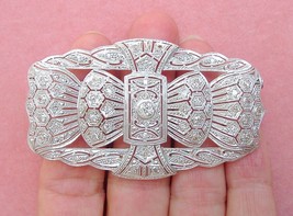Antique Art Deco 2.18 Ctw Mine Diamond Platinum Large Statement Pin Brooch 1930 - £2,504.95 GBP