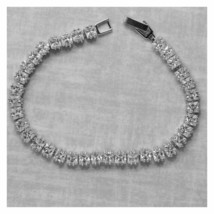 5Ct Princess Cut Simulated Tennis Bracelet 7.5&quot; 14k White Gold Plated Silver - £95.37 GBP