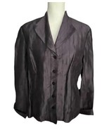 Jones New York Collection Top 12 Purple Linen Blend Button Blouse Shirt ... - $27.71