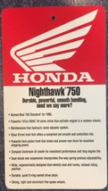 HANGING TAG 1997 HONDA NIGHTHAWK 750 NOS OEM DEALER SALES LITERATURE HAN... - £15.56 GBP