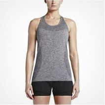 Nike Women&#39;s DRI-FIT Knit Racerback Tank Top Activewear, Gray, Medium - $39.59