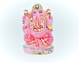 Natural rose quartz Lord Ganesha statue Shape Carved gemstone with paint... - £27.81 GBP