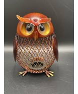 Cute Owl Metal And Wire Coin Bank Adorable Animal Statue - $12.20