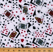 Cotton Playing Cards Games White Fabric Print by the Yard D511.43 - £12.81 GBP