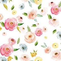 Unigoos Watercolor Pink Red Flowers Peel And Stick Wallpaper Self-Adhesive - £29.56 GBP