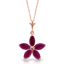 14k Rose Gold 1.4 Carat Pendant Necklace w/ Natural 100% Genuine Ruby Gemstone - £280.27 GBP