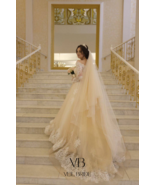 Chapel beige double layer wedding veil 90/200 cm (35/78&#39;&#39; ) with a comb - $32.76